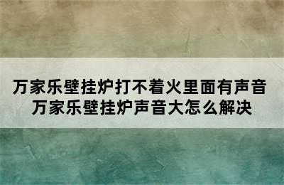 万家乐壁挂炉打不着火里面有声音 万家乐壁挂炉声音大怎么解决